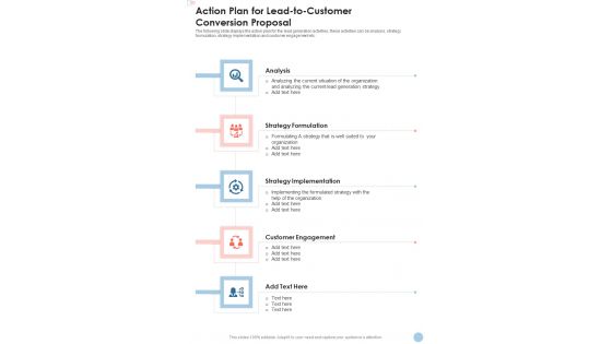 Action Plan For Lead To Customer Conversion Proposal One Pager Sample Example Document Action Plan For Lead To Customer Conversion Proposal One Pager Sample Example Document