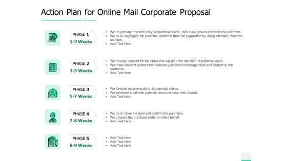 Action Plan For Online Mail Corporate Proposal Ppt Infographics Styles PDF