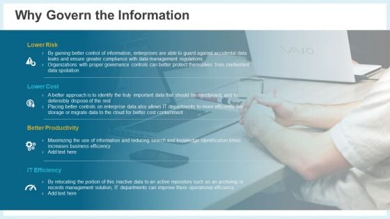 Action Plan Management Infrastructure Why Govern The Information Rules Pdf Ppt Ideas Guide PDF