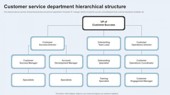 Action Plan To Enhance Client Service Customer Service Department Hierarchical Structure Portrait PDF