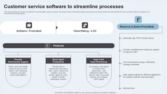 Action Plan To Enhance Client Service Customer Service Software Streamline Pictures PDF