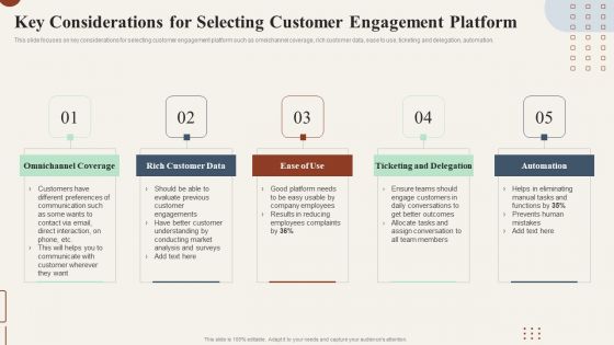 Action Plan To Enhance Key Considerations For Selecting Customer Engagement Template PDF Action Plan To Enhance Key Considerations For Selecting Customer Engagement Template PDF
