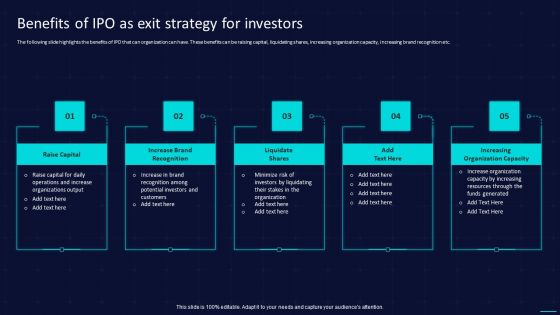 Action Plan To Implement Exit Strategy For Investors Benefits Of IPO As Exit Strategy For Investors Topics PDF