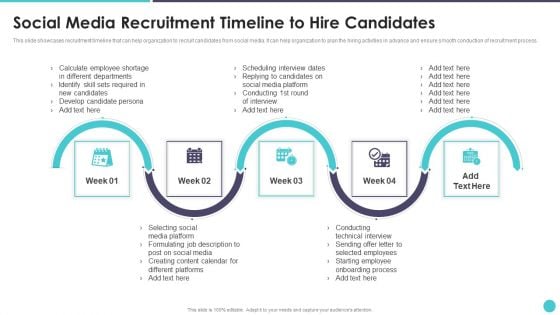 Action Plan To Optimize Hiring Process Social Media Recruitment Timeline To Hire Candidates Graphics PDF