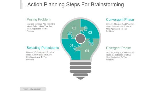 Action Planning Steps For Brainstorming Ppt PowerPoint Presentation Tips