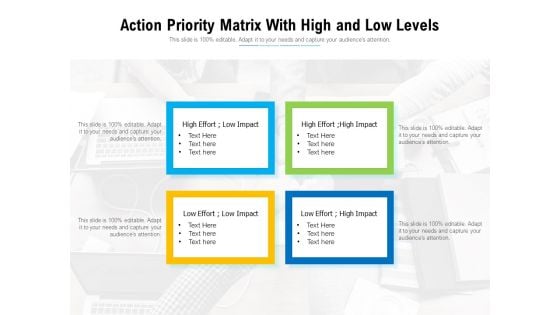 Action Priority Matrix With High And Low Levels Ppt PowerPoint Presentation Templates PDF