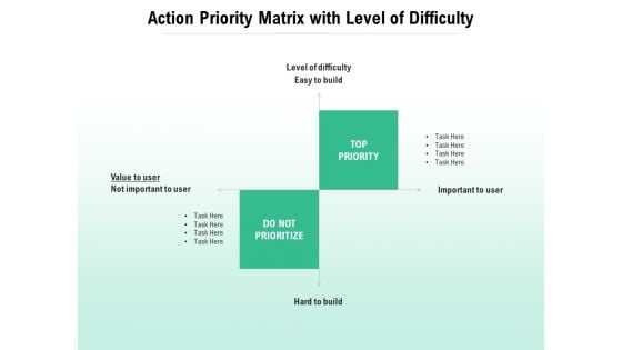 Action Priority Matrix With Level Of Difficulty Ppt PowerPoint Presentation Infographics File Formats