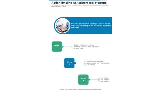Action Timeline AI Assistant Tool Proposal One Pager Sample Example Document Action Timeline AI Assistant Tool Proposal One Pager Sample Example Document