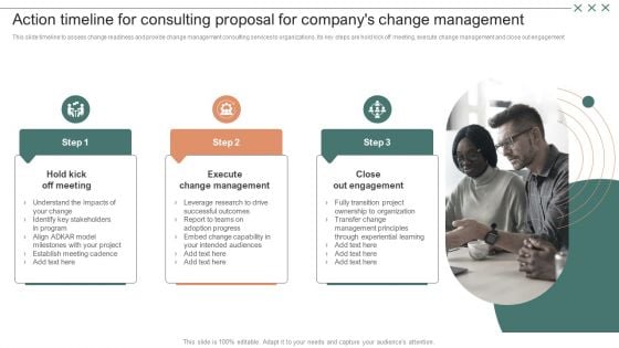 Action Timeline For Consulting Proposal For Companys Change Management Information PDF