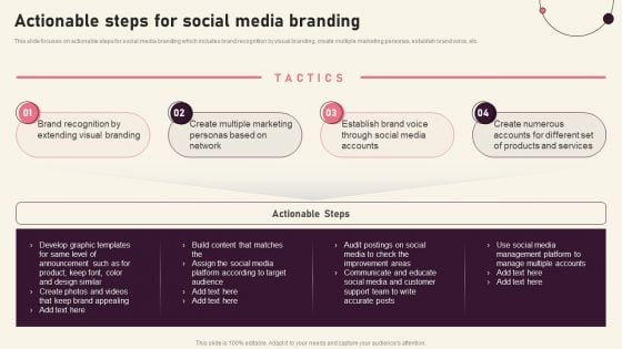 Actionable Steps For Social Media Creating Branding Techniques To Increase Brand Awareness Demonstration PDF