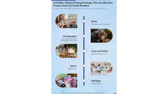 Activities Offered Strategic Plan For Effective Product Roll Out Event One Pager Sample Example Document Activities Offered Strategic Plan For Effective Product Roll Out Event One Pager Sample Example Document