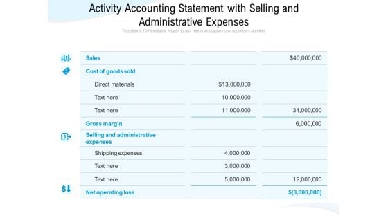 Activity Accounting Statement With Selling And Administrative Expenses Ppt PowerPoint Presentation File Rules PDF