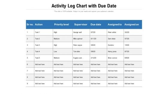 Activity Log Chart With Due Date Ppt PowerPoint Presentation Outline Graphic Images PDF