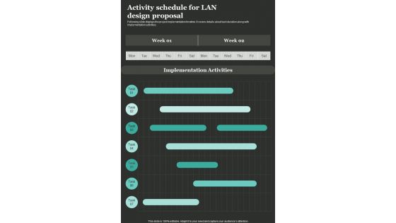 Activity Schedule For LAN Design Proposal One Pager Sample Example Document