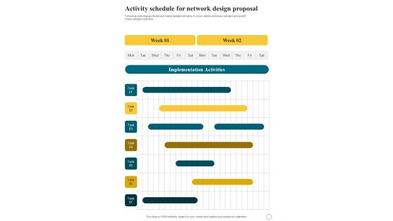 Activity Schedule For Network Design Proposal One Pager Sample Example Document