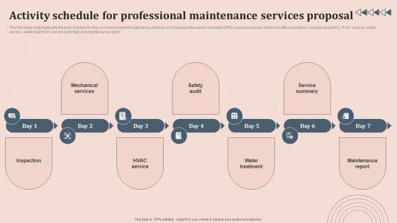 Activity Schedule For Professional Maintenance Services Proposal Download PDF