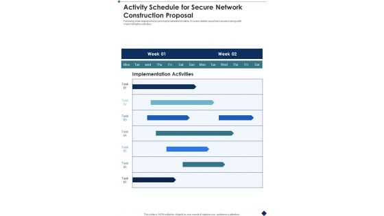 Activity Schedule For Secure Network Construction Proposal One Pager Sample Example Document