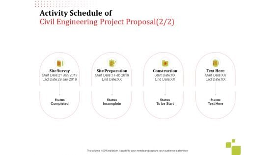 Activity Schedule Of Civil Engineering Project Proposal Site Ppt Model Slide Portrait