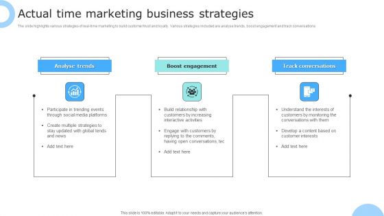 Actual Time Marketing Business Strategies Ppt PowerPoint Presentation Gallery Brochure PDF