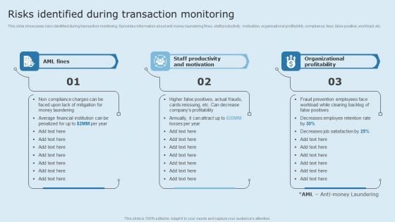 Actual Time Transaction Monitoring Software And Strategies Risks Identified During Transaction Monitoring Formats PDF