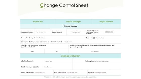 Actual Vs Planned Budget Assessment Change Control Sheet Ppt PowerPoint Presentation Layouts Examples PDF