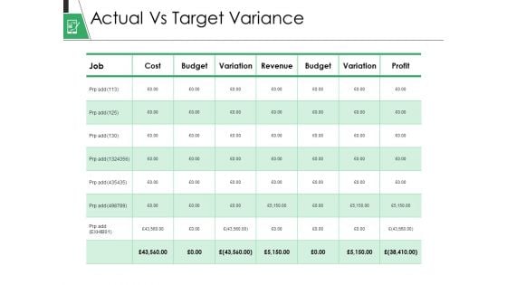 Actual Vs Target Variance Ppt PowerPoint Presentation Gallery Background