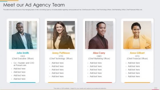 Ad Agency Fundraising Meet Our Ad Agency Team Ppt PowerPoint Presentation File Mockup PDF Ad Agency Fundraising Meet Our Ad Agency Team Ppt PowerPoint Presentation File Mockup PDF