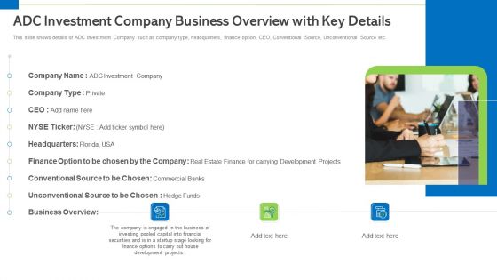 Adc Investment Company Business Overview With Key Details Microsoft PDF