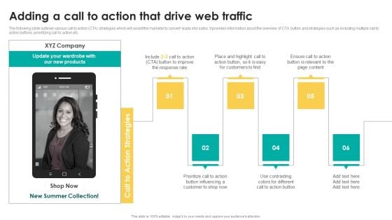 Adding A Call To Action That Drive Web Traffic Elements PDF