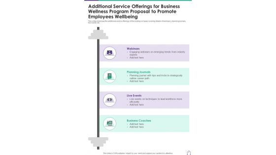 Additional Service Offerings For Business Wellness Program One Pager Sample Example Document Additional Service Offerings For Business Wellness Program One Pager Sample Example Document