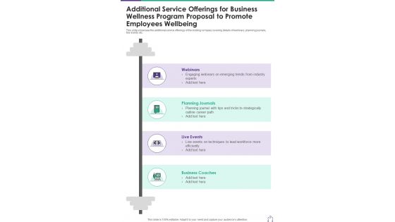 Additional Service Offerings For Business Wellness Program One Pager Sample Example Document