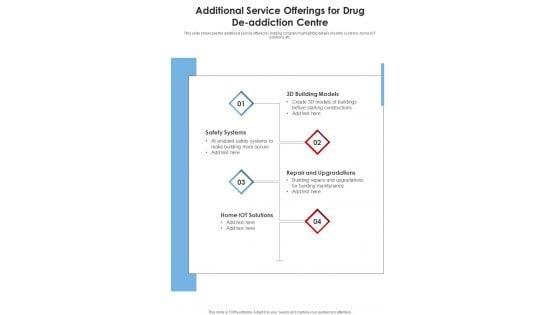 Additional Service Offerings For Drug De Addiction Centre One Pager Sample Example Document