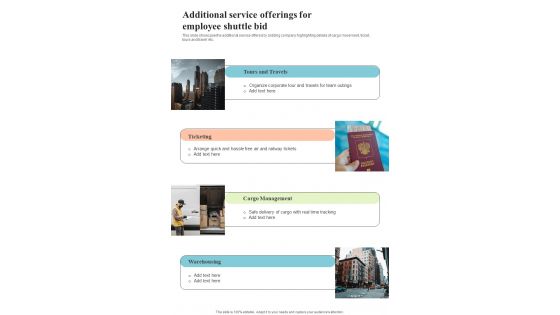Additional Service Offerings For Employee Shuttle Bid One Pager Sample Example Document Additional Service Offerings For Employee Shuttle Bid One Pager Sample Example Document