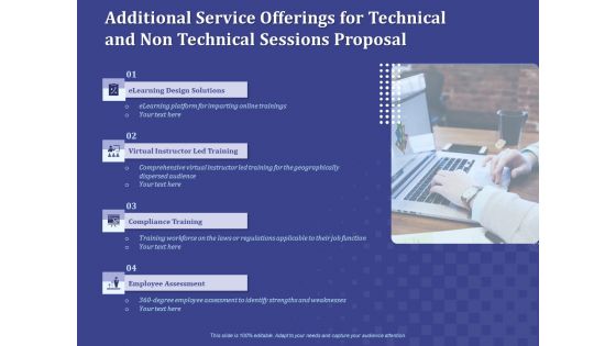 Additional Service Offerings For Technical And Non Technical Sessions Proposal Inspiration PDF