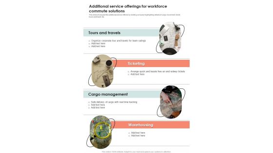 Additional Service Offerings For Workforce Commute Solutions One Pager Sample Example Document