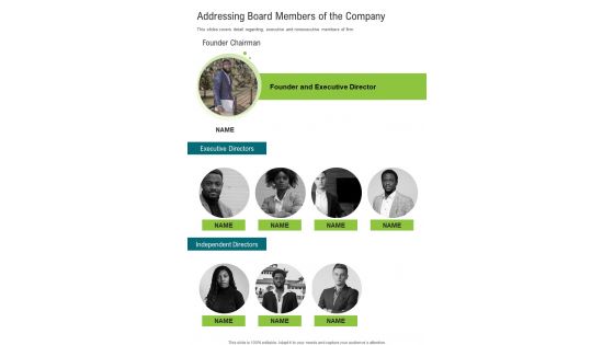 Addressing Board Members Of The Company One Pager Documents Addressing Board Members Of The Company One Pager Documents
