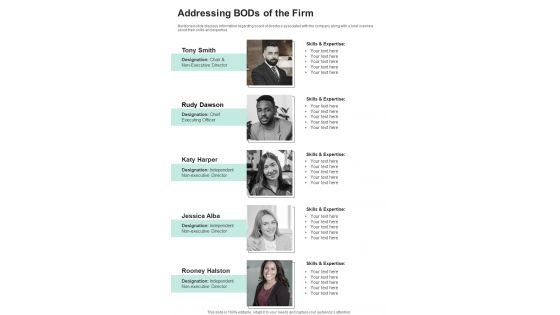 Addressing Bods Of The Firm One Pager Documents Addressing Bods Of The Firm One Pager Documents