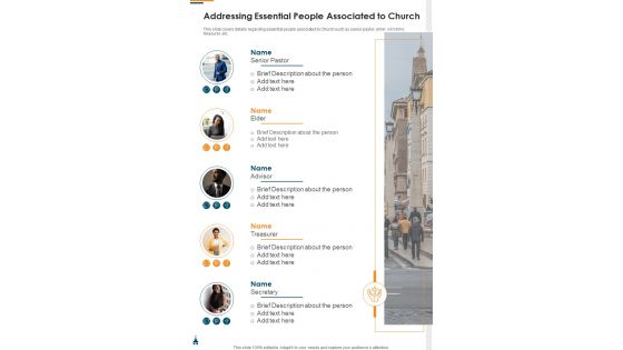Addressing Essential People Associated To Church One Pager Documents