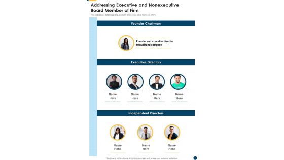 Addressing Executive And Nonexecutive Board Member Of Firm Template 179 One Pager Documents Addressing Executive And Nonexecutive Board Member Of Firm Template 179 One Pager Documents
