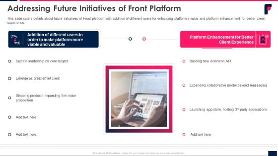 Addressing Future Initiatives Of Front Platform Ppt Infographics Rules PDF