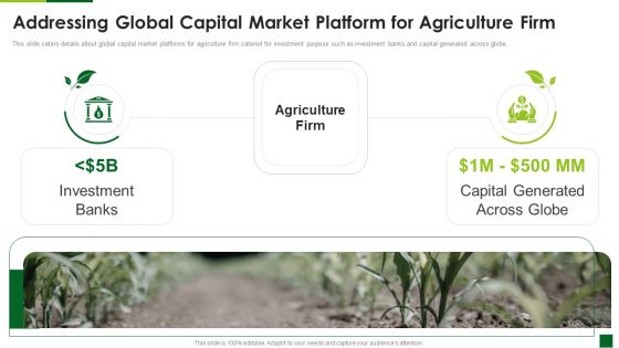 Addressing Global Capital Market Platform For Agriculture Firm Clipart PDF