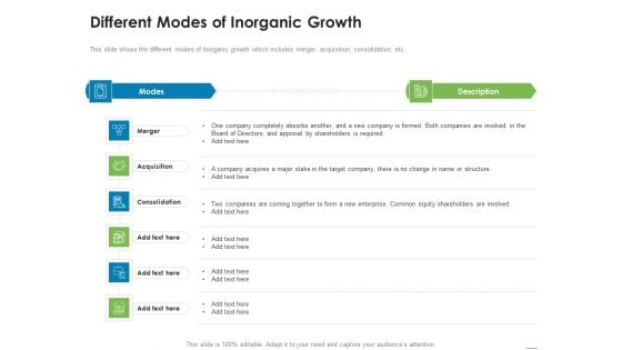 Addressing Inorganic Growth For Business Expansion Different Modes Of Inorganic Growth Introduction PDF