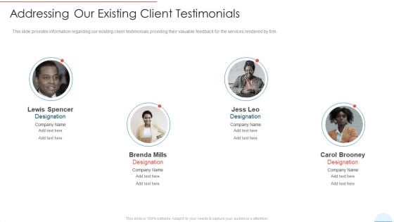 Addressing Our Existing Client Testimonials Inspiration PDF