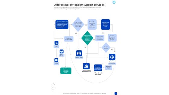 Addressing Our Expert Support Services One Pager Sample Example Document