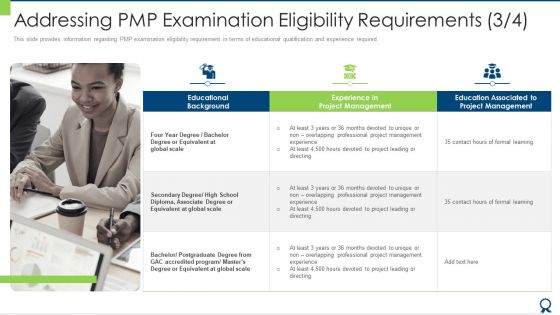 Addressing PMP Examination Eligibility Requirements Management Mockup PDF