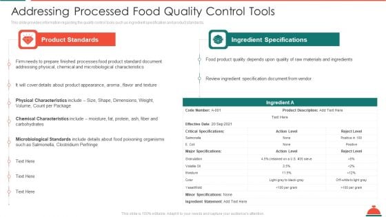 Addressing Processed Food Quality Control Tools Increased Superiority For Food Products Themes PDF