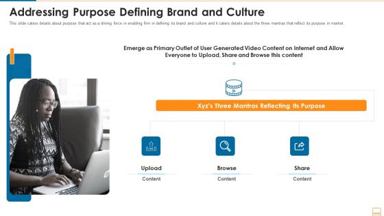 Addressing Purpose Defining Brand And Culture Ppt Gallery Diagrams PDF Addressing Purpose Defining Brand And Culture Ppt Gallery Diagrams PDF