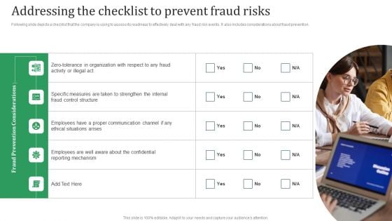 Addressing The Checklist To Prevent Fraud Risks Fraud Threat Administration Guide Summary PDF
