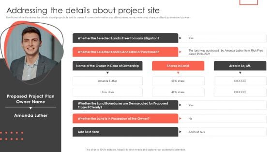 Addressing The Details About Project Site Construct Project Feasibility Analysis Report Diagrams PDF