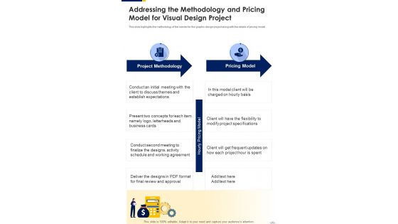 Addressing The Methodology And Pricing Model For Visual Design Project One Pager Sample Example Document